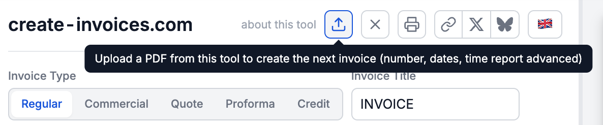 Upload PDF button in the invoice form